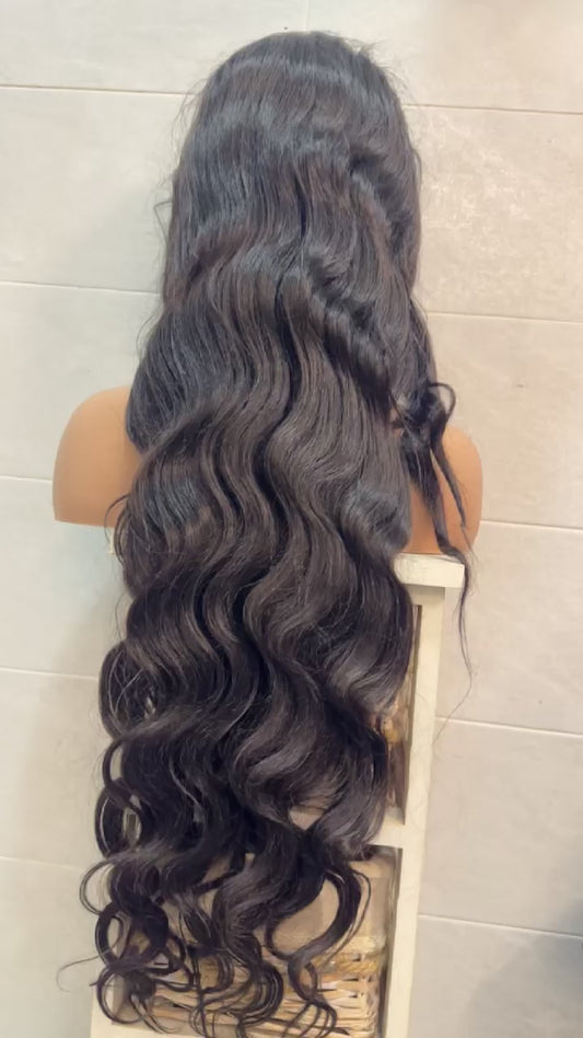 100% low grade human hair 32 inches , 13 by 6 frontal